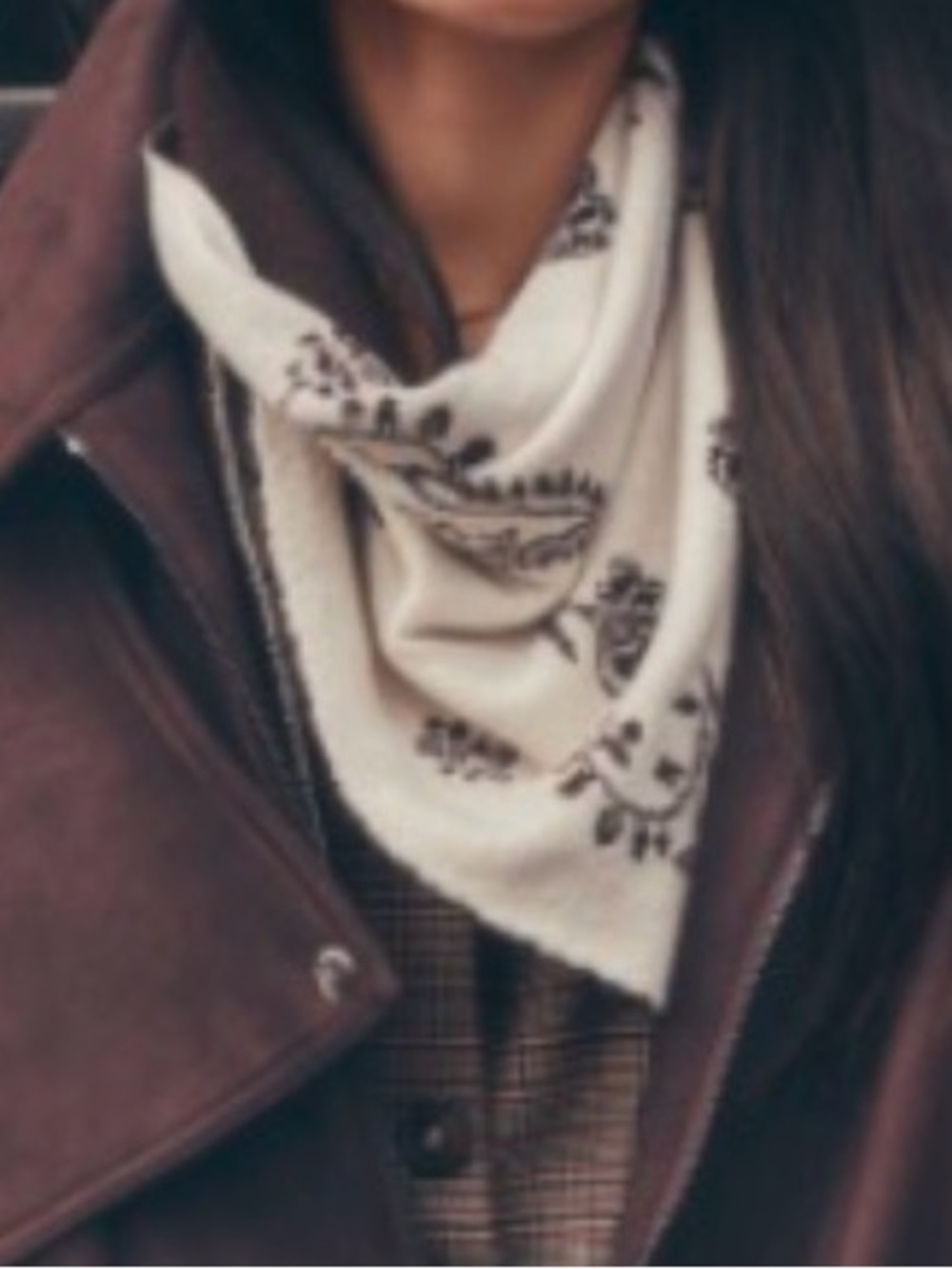 LOFT Women’s Brown/cream reversible Paisley Bandana-Print Triangle scarf